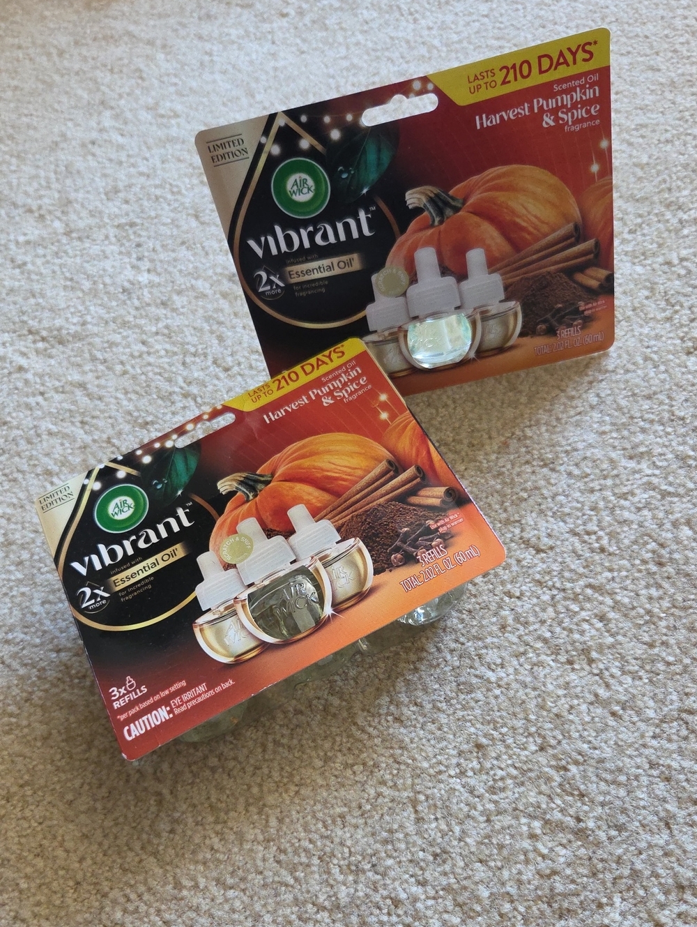 Air Wick Vibrant Harvest Pumpkin & Spice Refills - 2 packs w/ 3 each = 6 refills